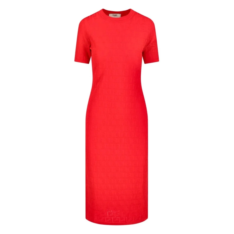 Fendi Midi-jurk Form-Fitting Red Dress With Clean Lines And Classi Red