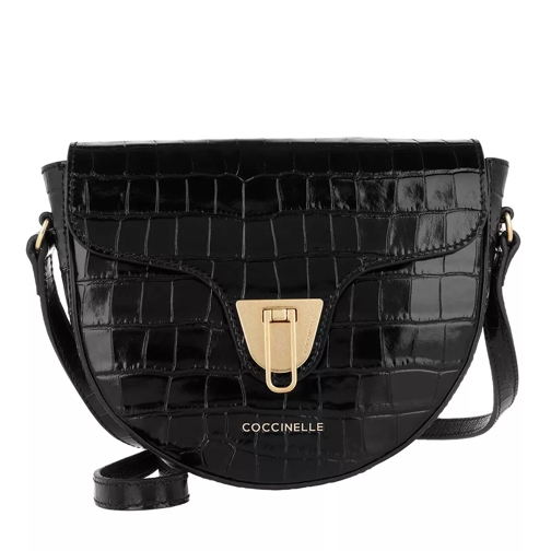 Coccinelle Beat Croco Crossbody Leather Noir Crossbody Bag