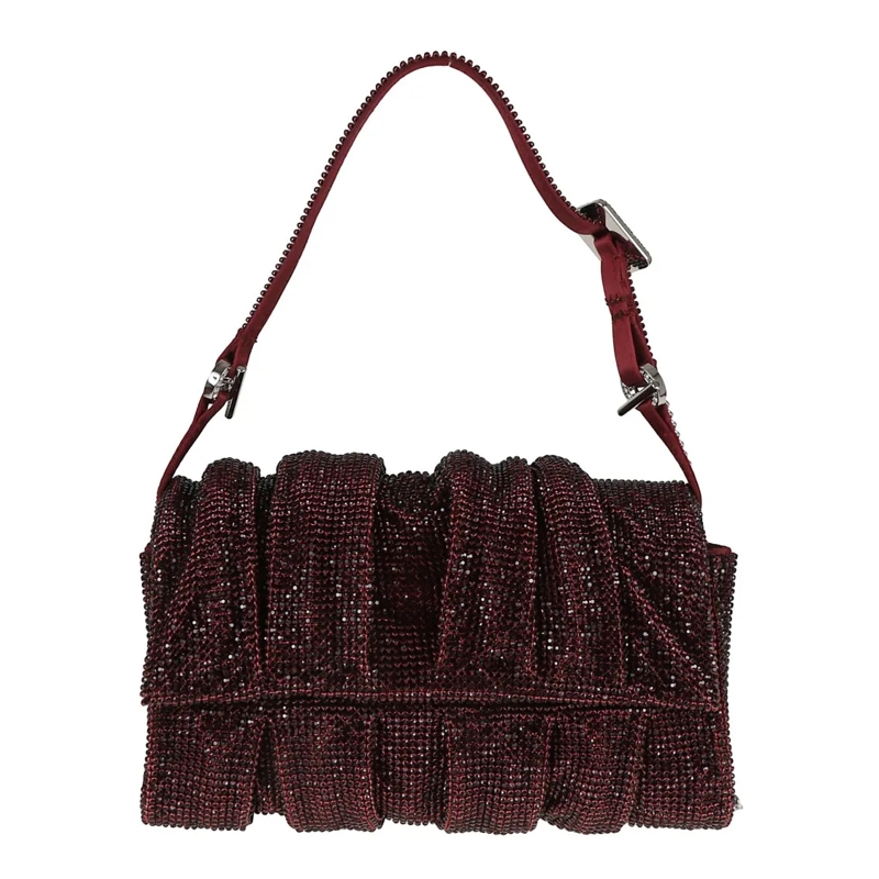 Benedetta Bruzziches Schoudertas Ruched Metal Mesh Shoulder Bag Burgundy