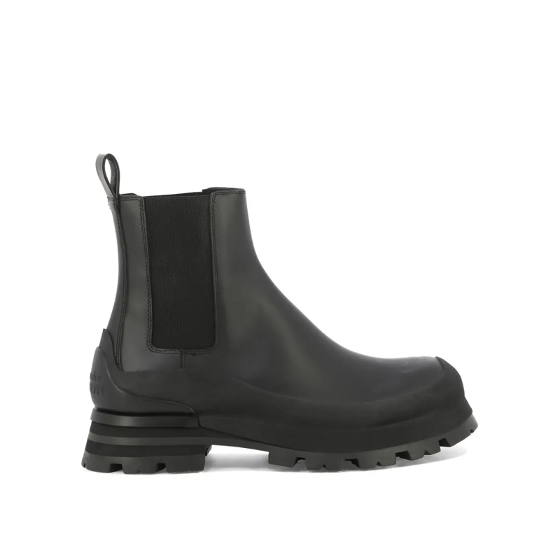 Alexander McQueen Stiefel Leather-Rubber Ankle Boots Black