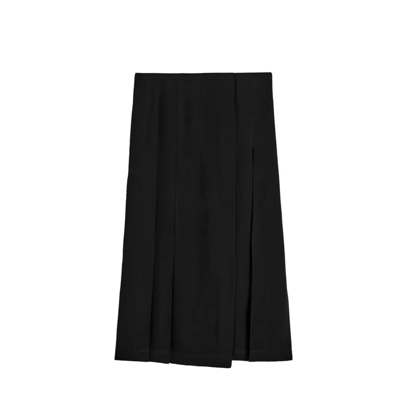 TOTEME Midirok Pleated Wrap Skirt Black