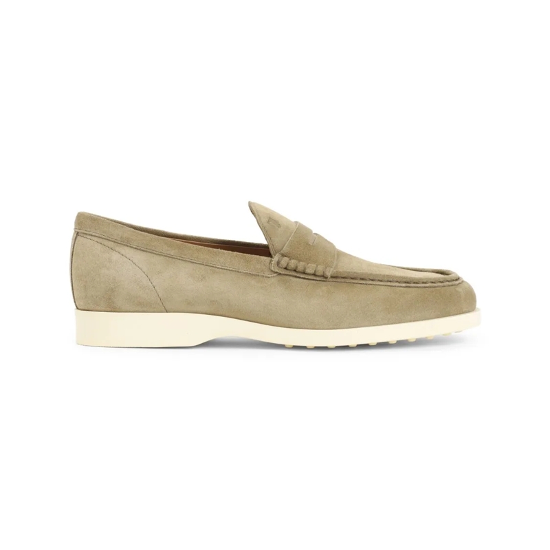 Tod's Loafer Penny Loafers In Luxe Suede With Contrasting Rubbe Neutrals