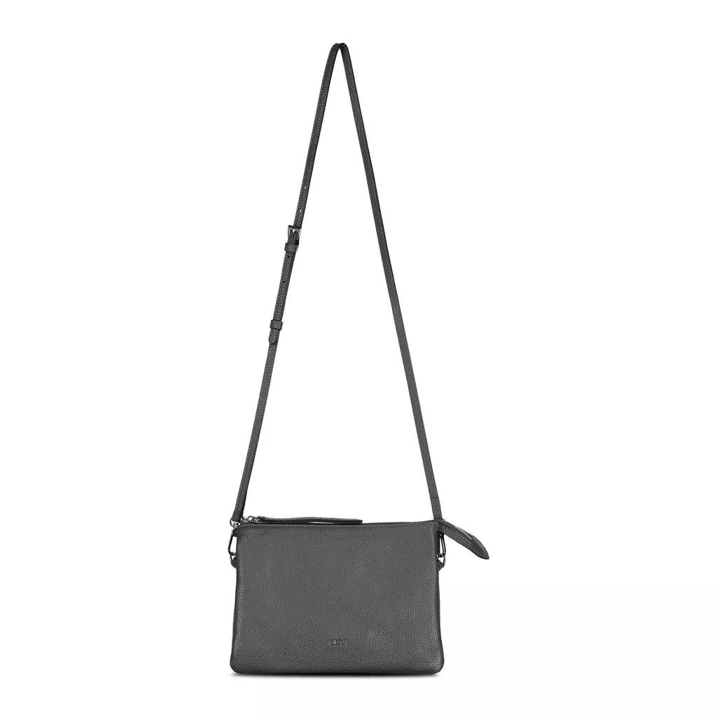 Abro Crossbody Bags - Umhängetasche Threefold aus Leder - Gr. unisize - in Grau - für Damen