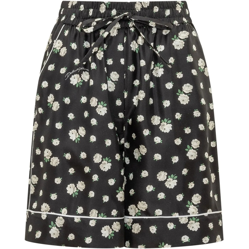 Dolce&Gabbana Shorts Shorts con Coulisse e Stampa Floreale schwarz