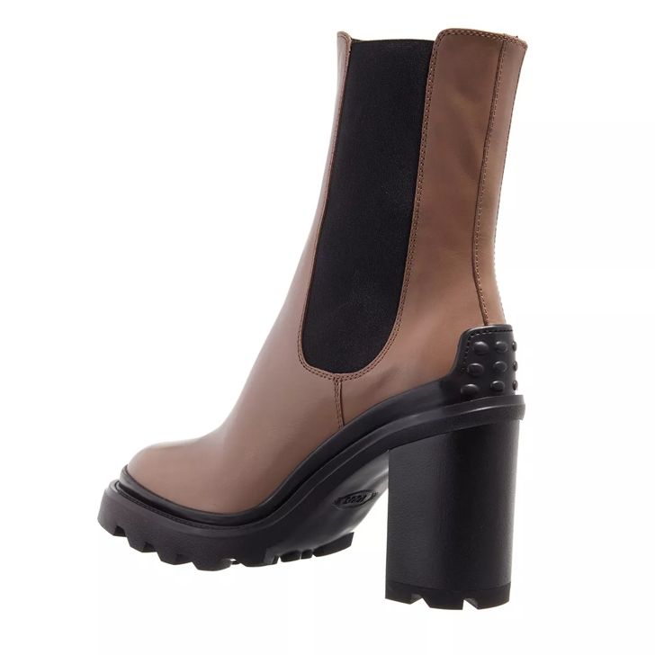 Tod s Heeled Boots Leather Beige Black Boot