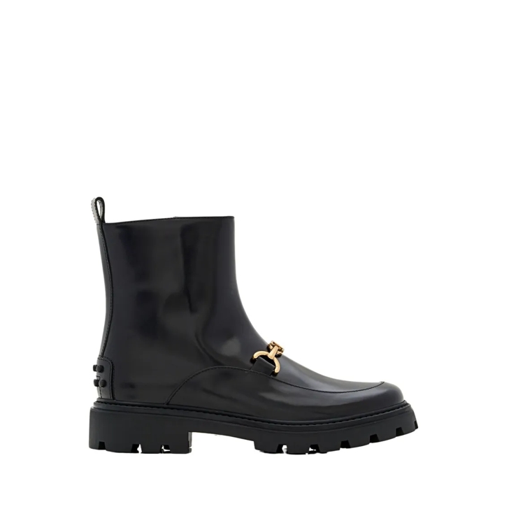 Tod s Ankle Boot With Rubber Sole Black Stiefel