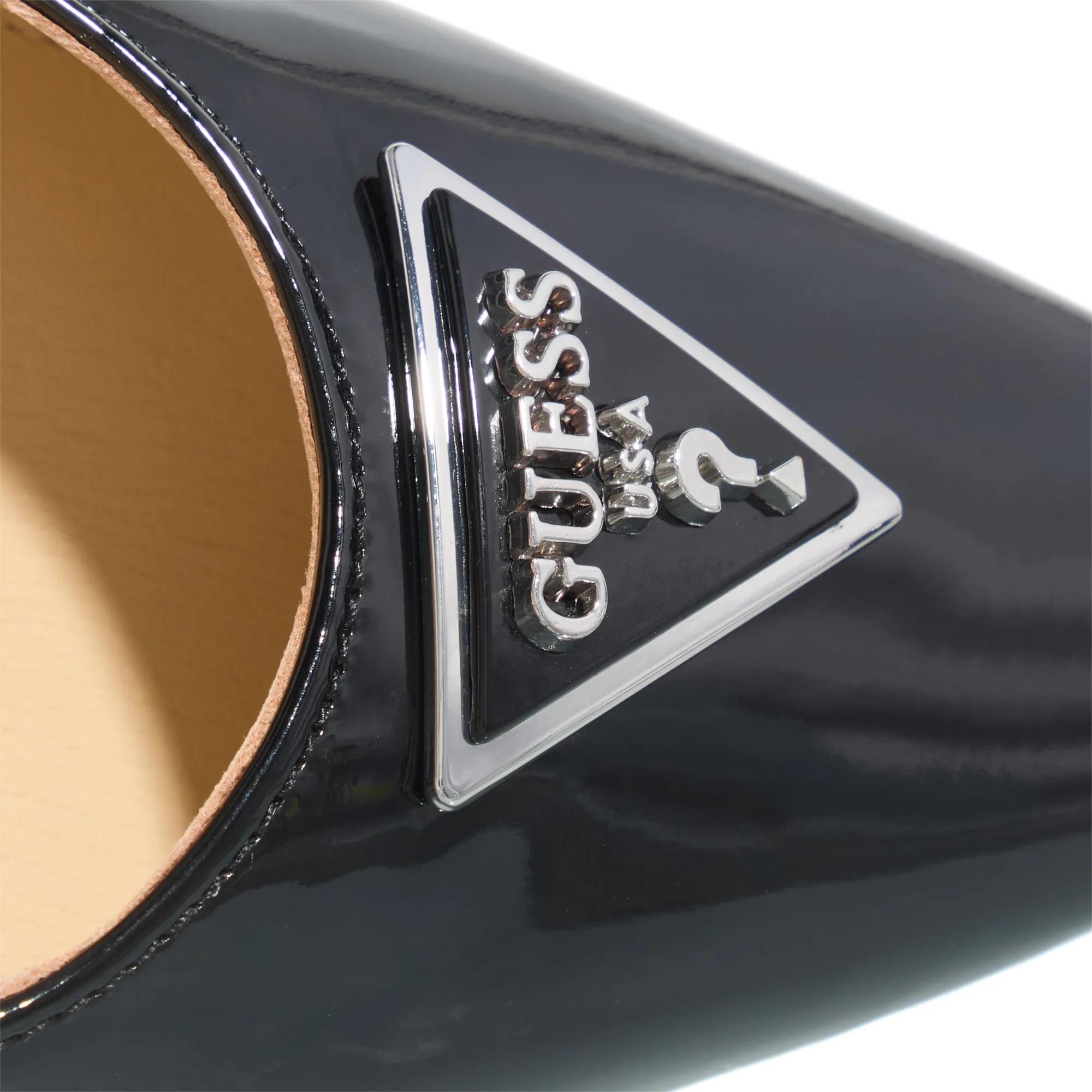 GUESS Women's Babbitta 001 Pointed-Toe Pump - Black Leather, High-Shine Heel Cap, Size 5.5 M