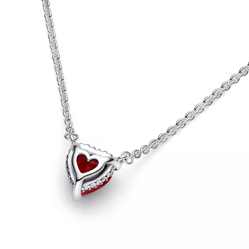 Pandora Mittellange Halskette Heart sterling silver collier with cherries jubile Red(Image 4)