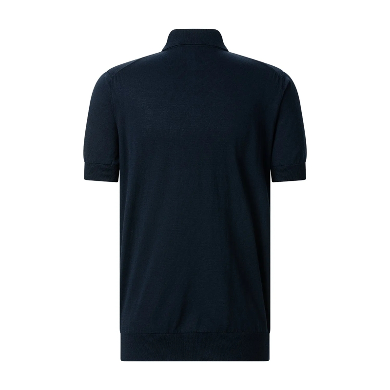 FILIPPO DE LAURENTIIS Poloshirt Poloshirt aus Crêpe-Baumwolle dunkelblau(Image 2)