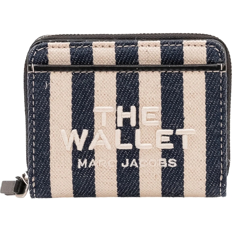 Marc Jacobs Geldbörse Portafoglio The Mini Compact Wallet a Righe dunkelblau