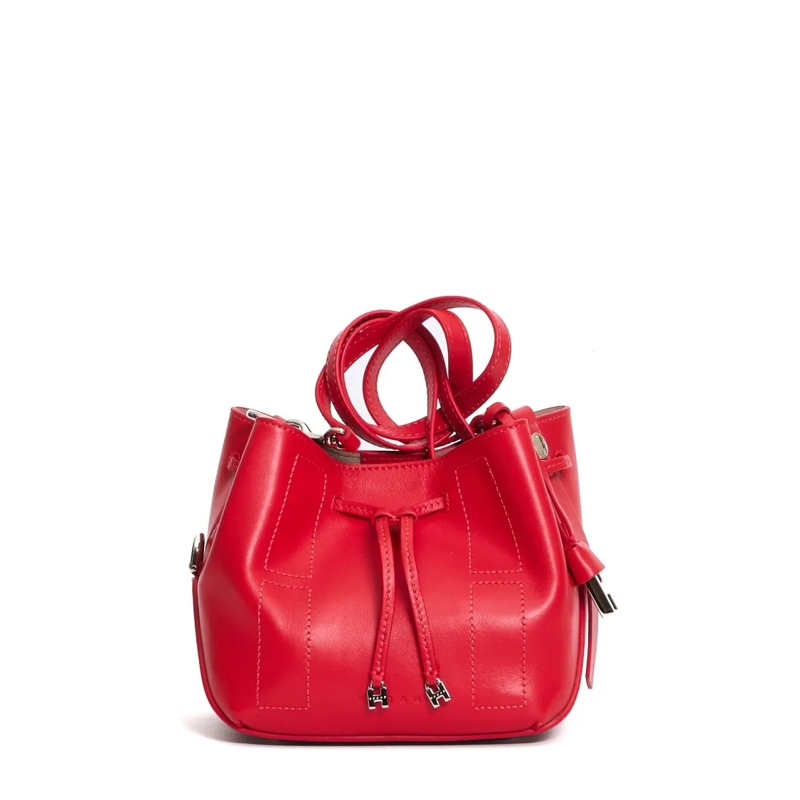 Hogan Bucket Bag Mini Red Leather Bucket Bag With Adjustable Strap Red