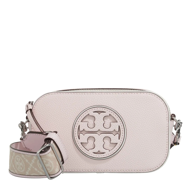 Tory Burch Crossbody Bag Miller Patent Border Mini Crossbody Bag Pale Pink