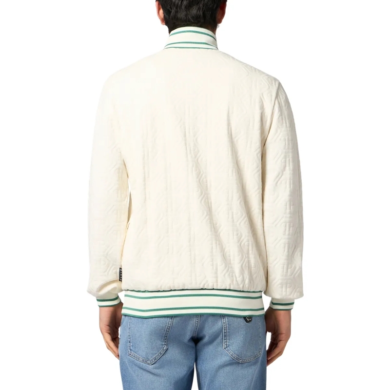 Philipp Plein Daunenjacke Tracksuit Jacket Jacquard Monogram weiss(Image 2)