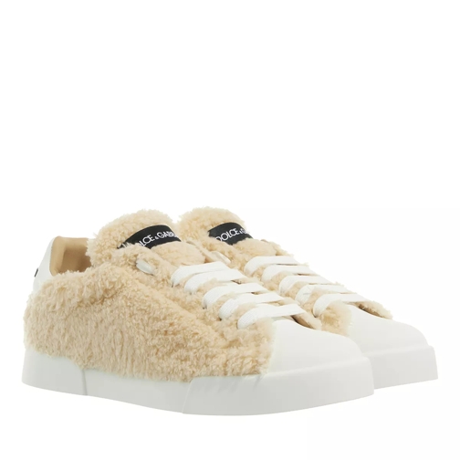 Dolce&Gabbana Faux Fur Portofino Sneaker Beige Low-Top Sneaker