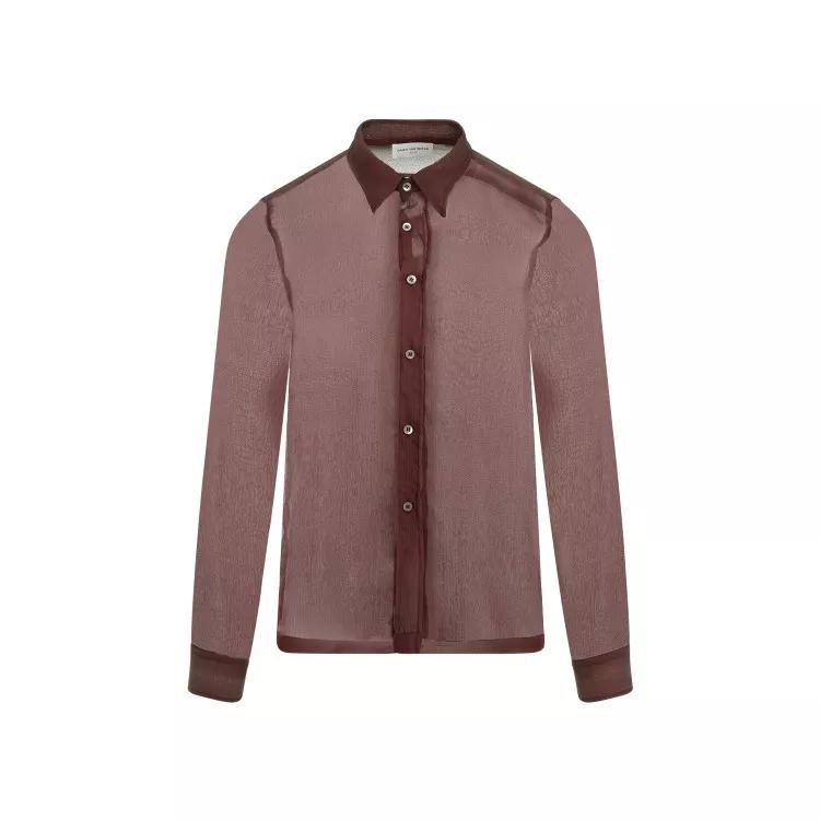 Dries Van Noten - Bordeaux Congreve Silk Shirt - Größe 50 - bordeaux