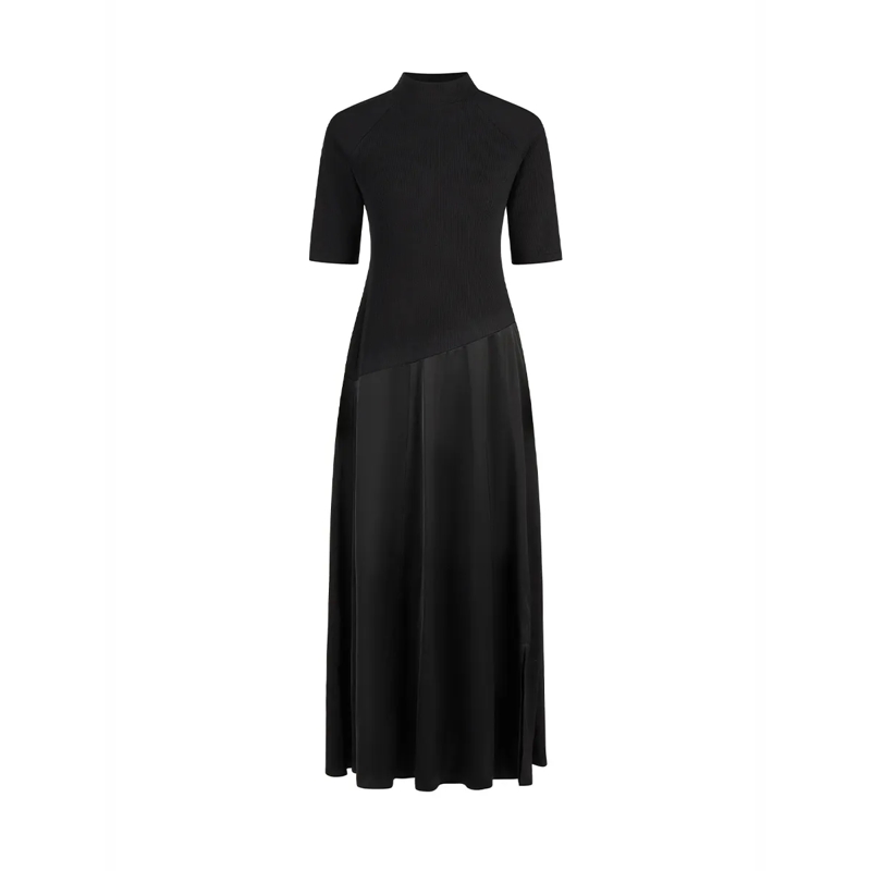 Marc Aurel Maxikleid Kleid- asymmetrisch- Milano-Ärmel- Viskoserock schwarz