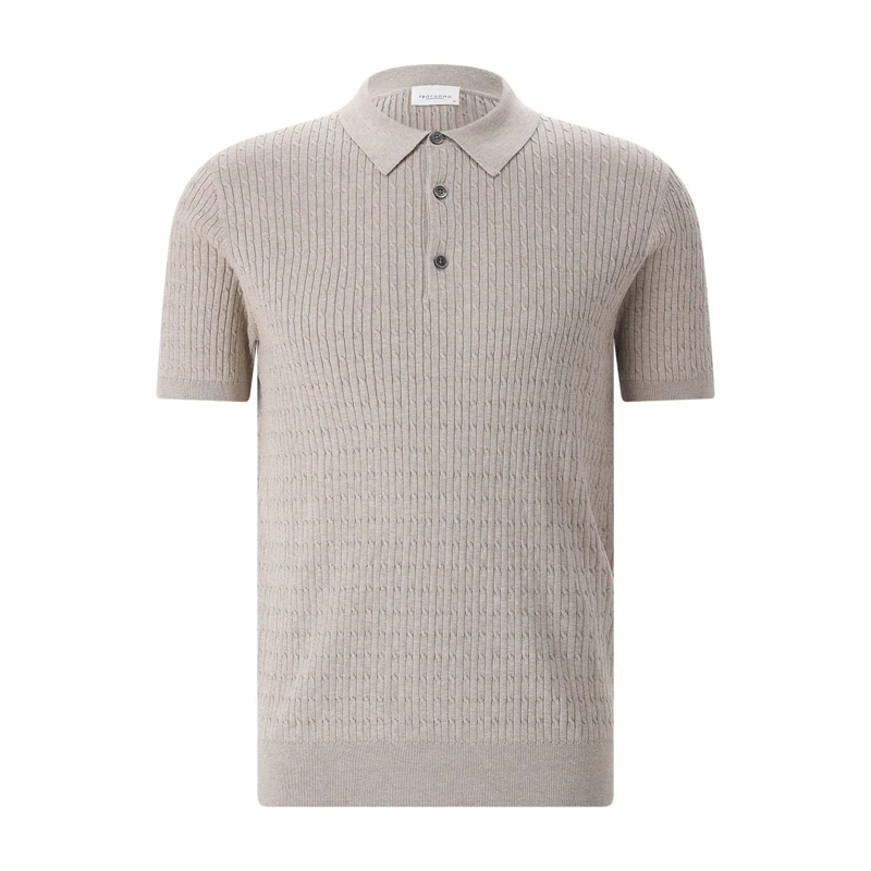 PROFUOMO Polohemd Gestricktes Poloshirt aus Tencel & Seide grün(Image 4)