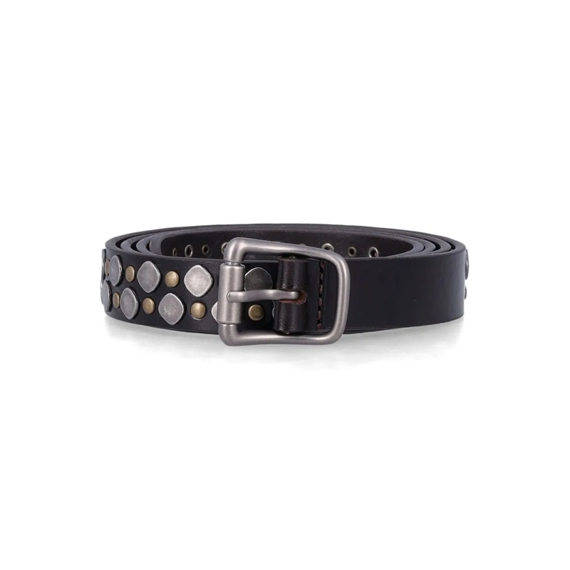 Lemaire Riem Rio Studded Leather Belt With Matched Metal Buckle Black