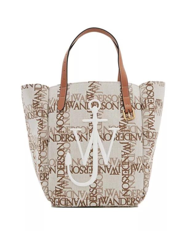 J.W.Anderson Tote - Double Logo Print Canvas Tote Bag - Gr. unisize - in Beige - für Damen