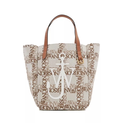 J.W.Anderson Double Logo Print Canvas Tote Bag Neutrals Tote