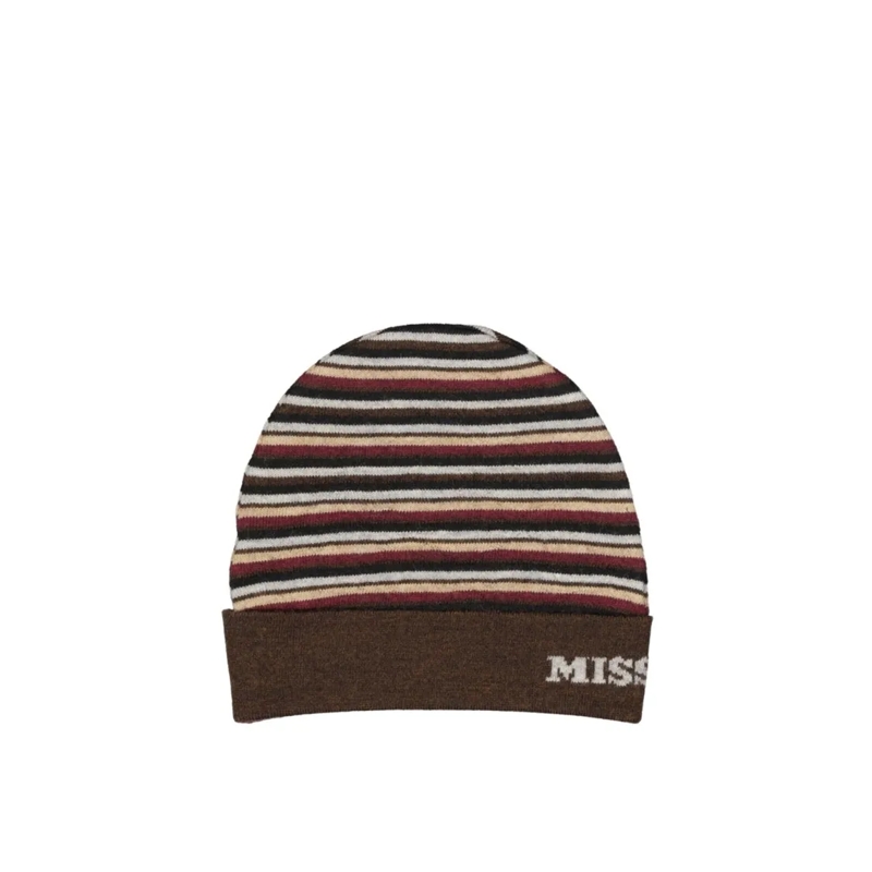 Missoni Hoed Ribbed Trim Wool Hat With Striped Pattern Black