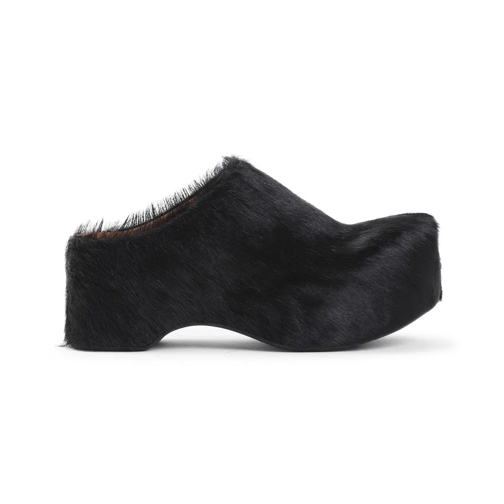 Marni Calf Hair Sabot Black Sandali mule