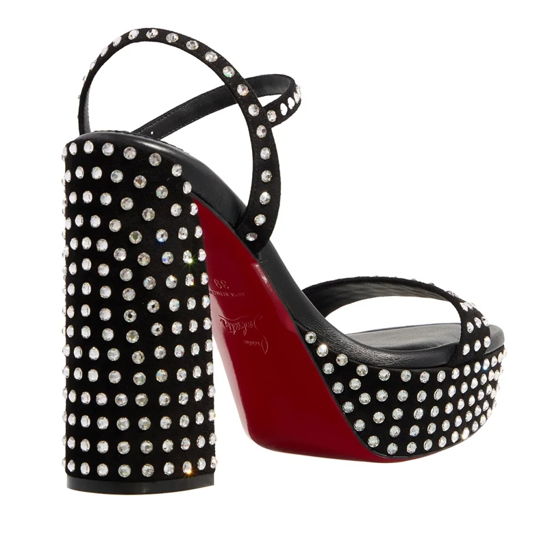Christian Louboutin High Heels Movida Jane Sandal Strass Boum Black / Crystal(Image 2)