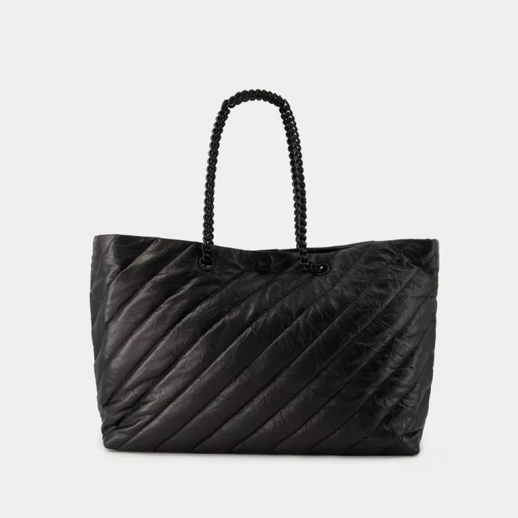 Balenciaga Totes & shoppers Crush Carry All L Shopper Bag Leather Black in zwart