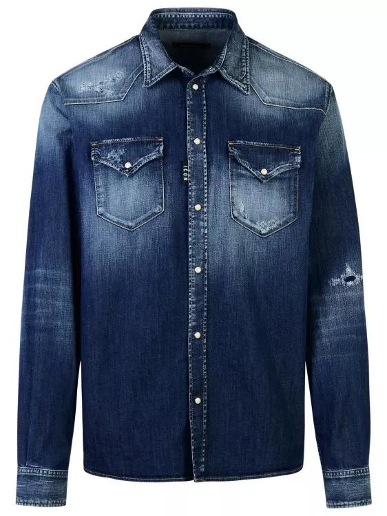 Dsquared2 - Blue Cotton Shirt - Größe 48 - blue