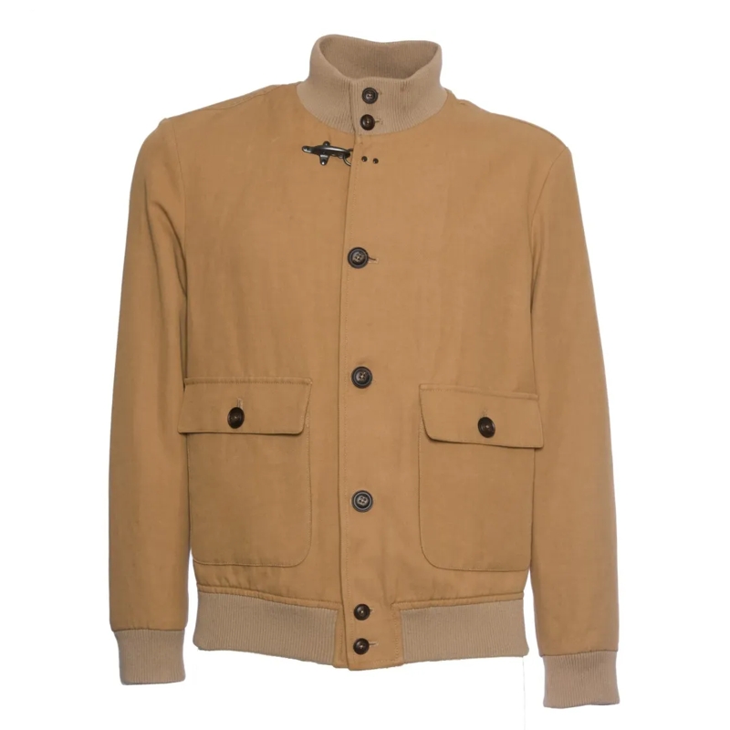 Fay Bomberjacke Cappuccino Twill Cotton And Linen Bomber Jacket Brown