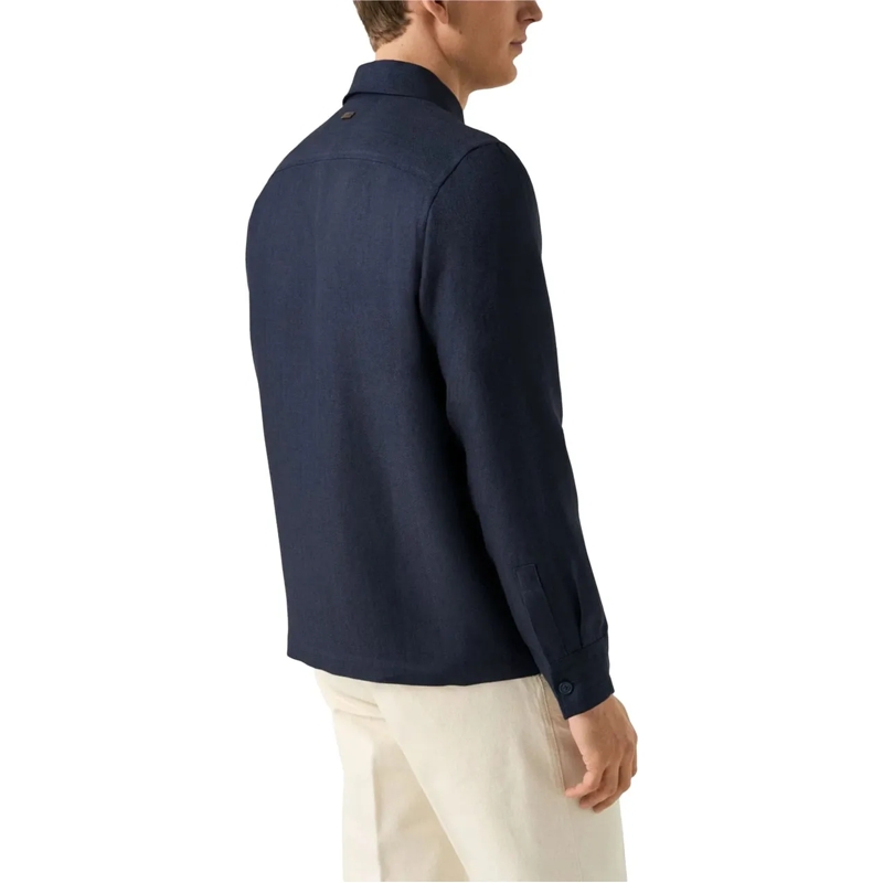 Eton Weste Eton Four Pocket Linen Lyocell Shirt Jacket Oversh blau(Image 4)