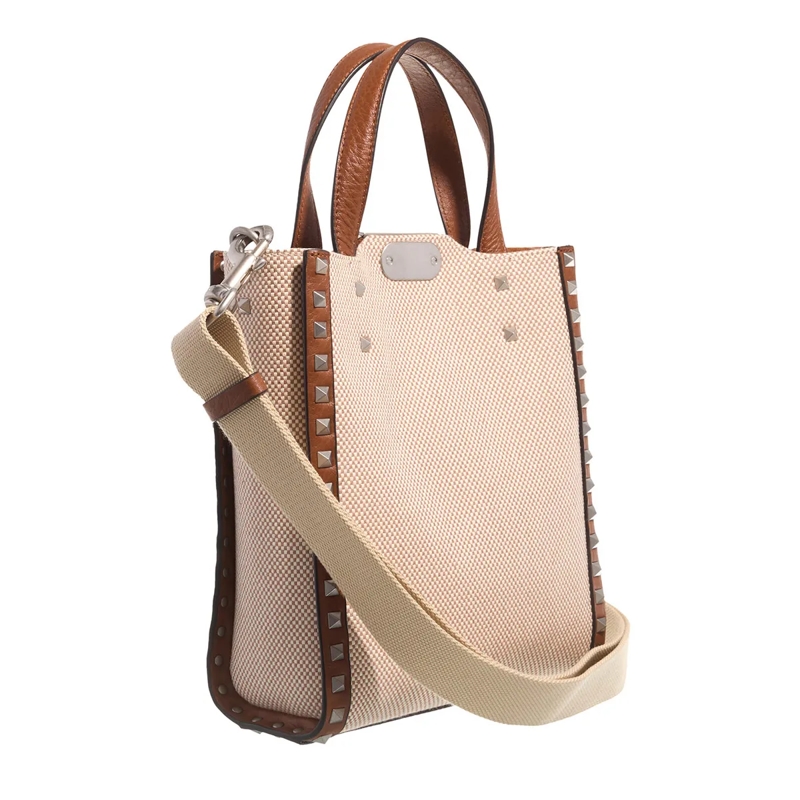 Valentino Garavani Tote Small Tote Bag Canvas Natural Tobacco(Image 4)