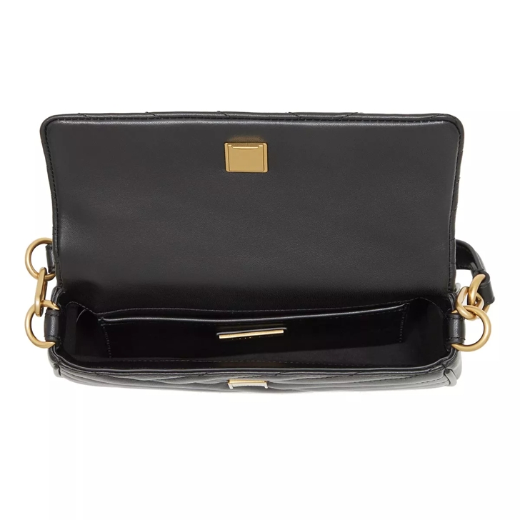 Black leather tory burch purse top
