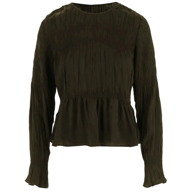 By Malene Birger Blouse Gathered Detail Blouse With Ruffled Edges Black
