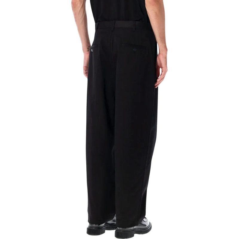 Junya Watanabe Pantalon Wide-Leg Cotton Trousers Black