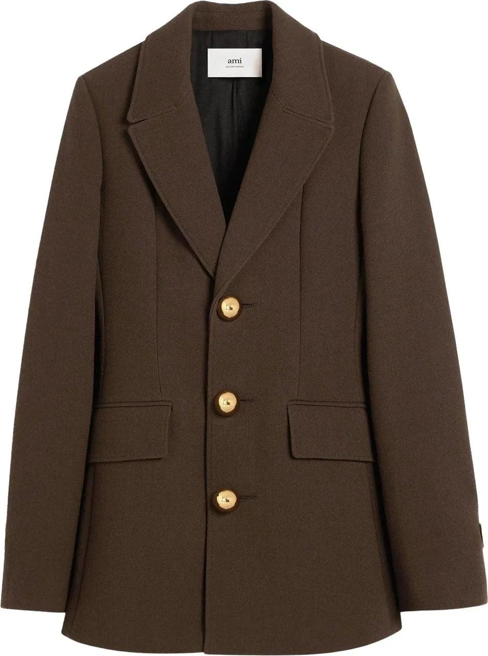 Thumbnail - AMI Paris - Straight Plain Jacket - Größe 36 - braun