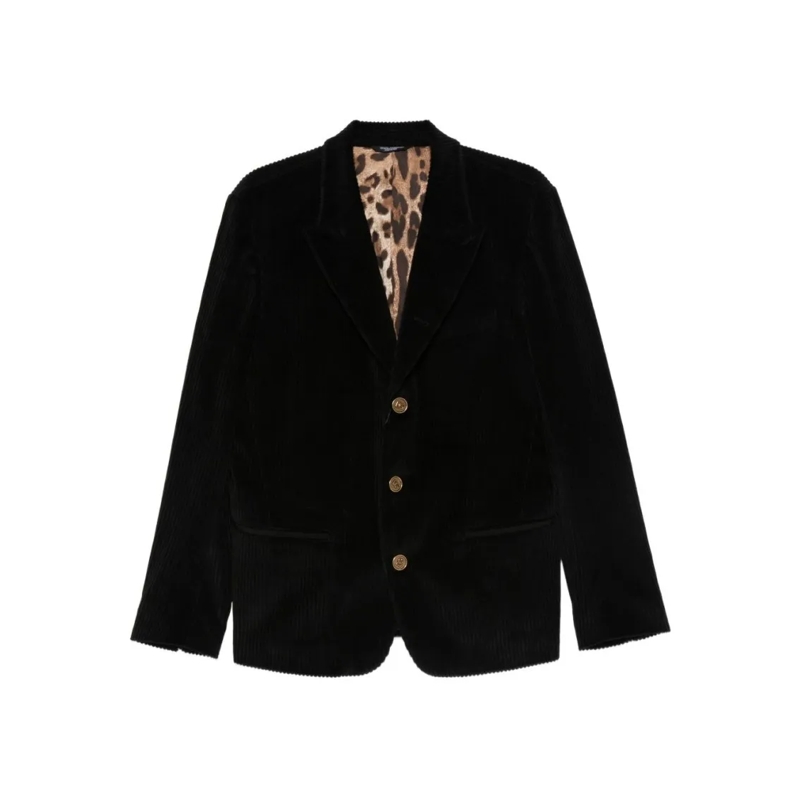 Dolce&Gabbana Blazer Black Corduroy Jacket With Tailored Fit Black