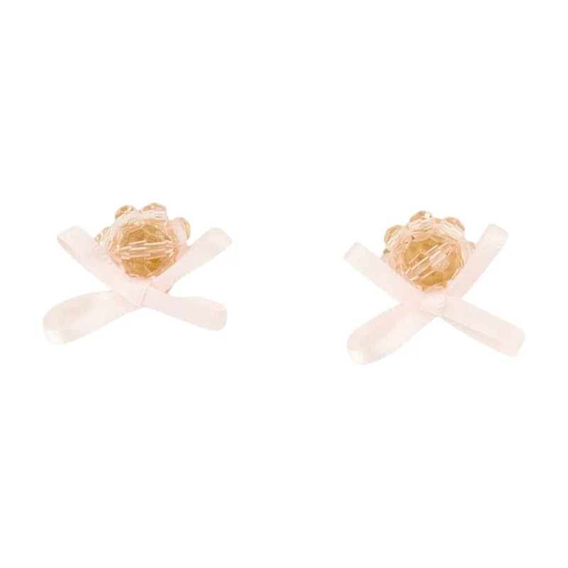 Simone Rocha Boucles d'oreilles à tige Petite Bow Daisy Earrings - Crystal - Pink Pink