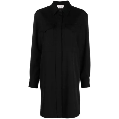 Alexander McQueen Black Wool Shirt Mini Dress Black 
