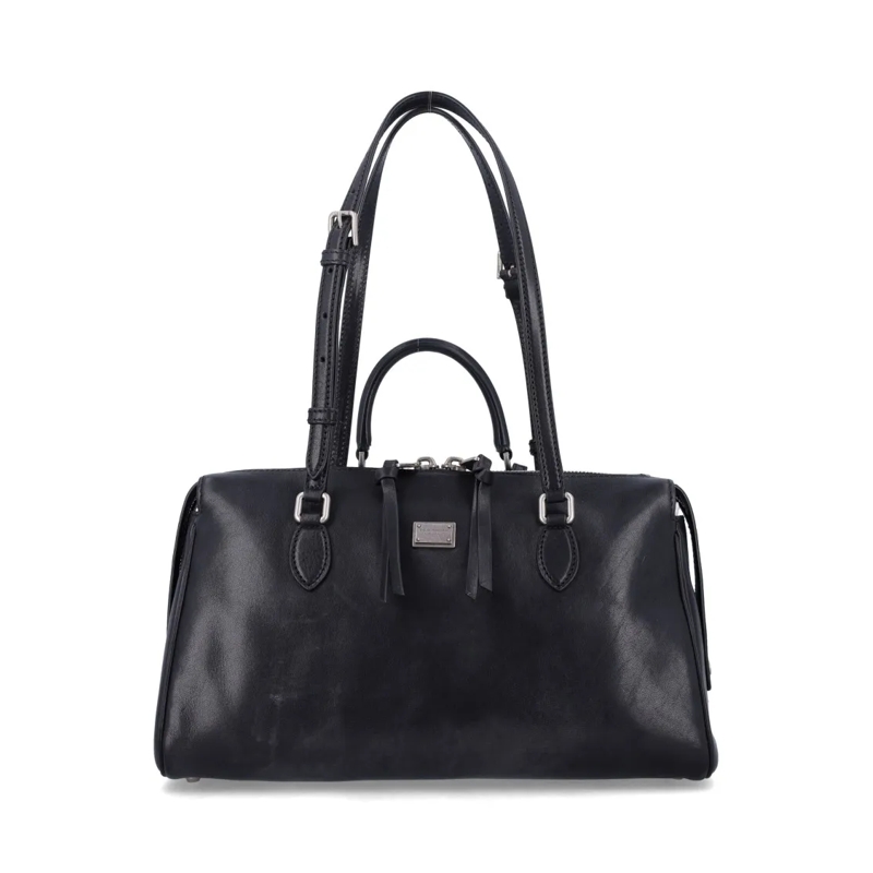 Dolce&Gabbana Schultertasche Vittoria Black Calfskin Bag Black
