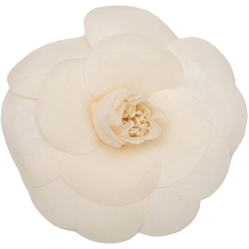 Chanel  Canvas Camellia Brooch weiß