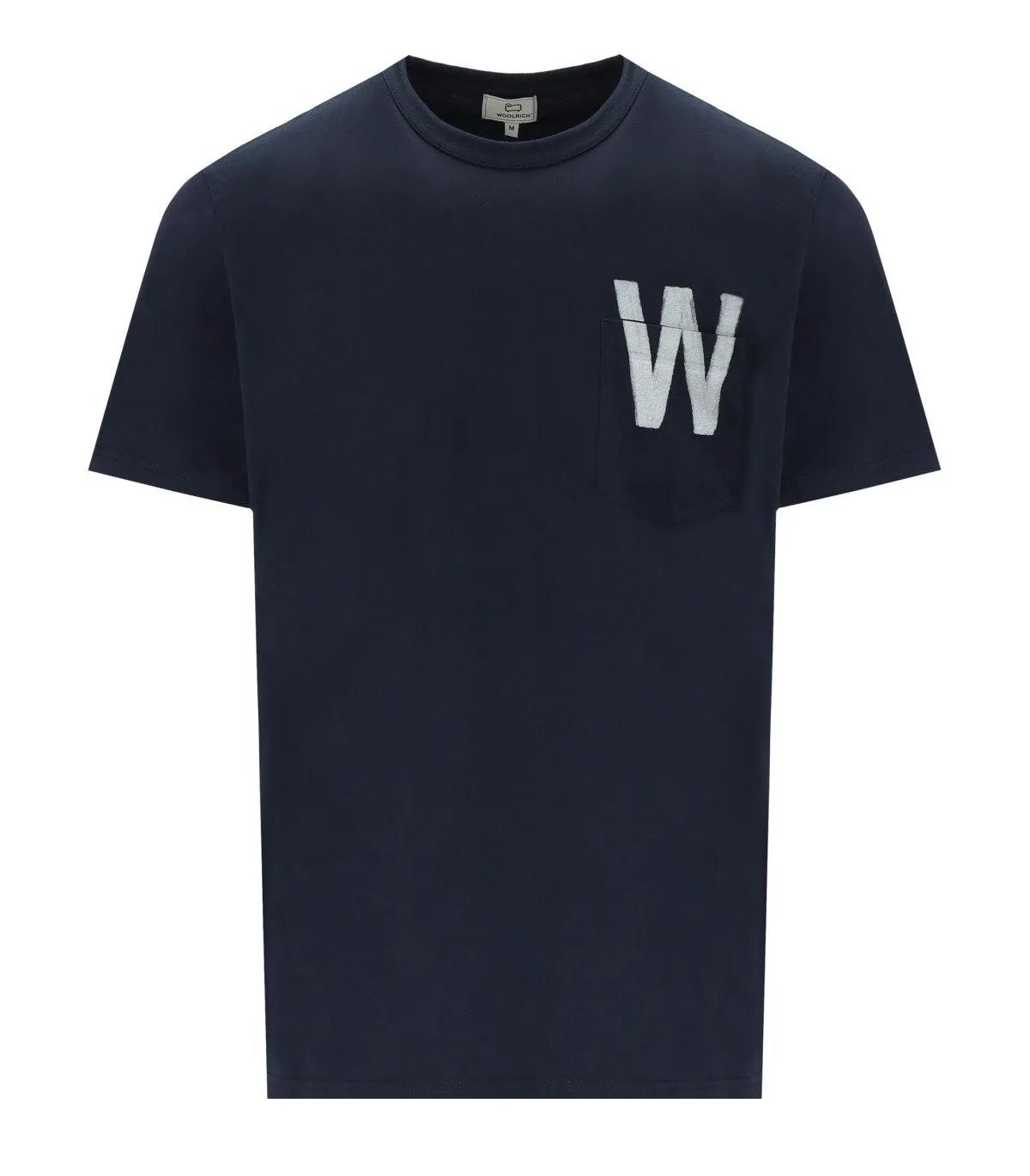 Woolrich - WOOLRICH FLAG BLAUES T-SHIRT - Größe L - blau