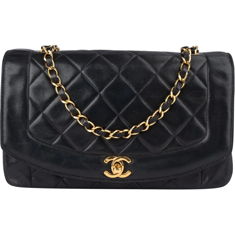 Chanel Tote Chanel Quilted Lambskin 24K Gold Diana Medium Sing schwarz