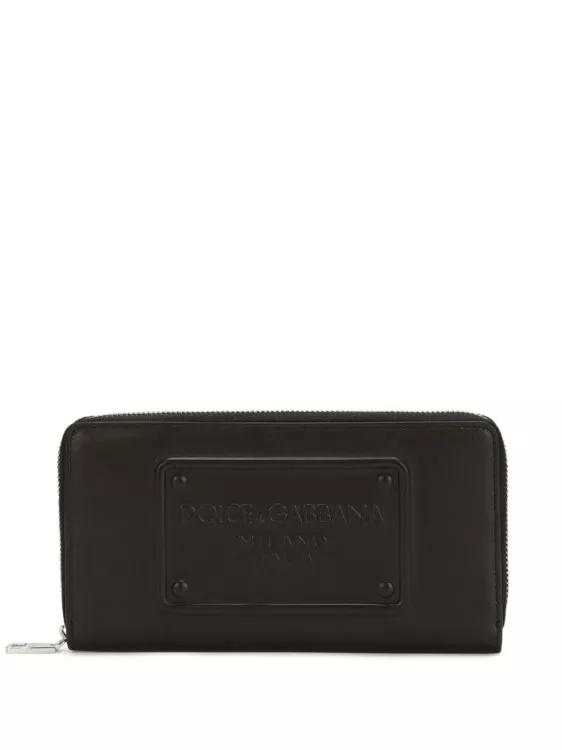 Dolce&Gabbana Portemonnaies - Embossed-Logo Leather Wallet - Gr. unisize - in Schwarz - für Damen