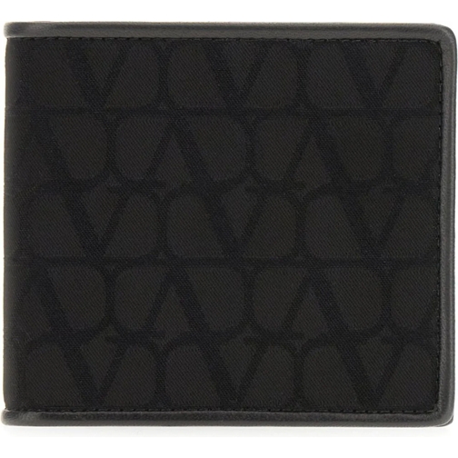 Valentino Garavani Geldbörse Valentino Black fabric and leather wallet schwarz