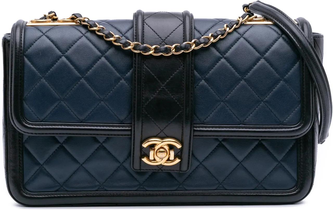 Chanel Hobo Bags - Medium Bicolor Quilted Lambskin Elegant CC Flap - Gr. unisize - in Blau - für Damen
