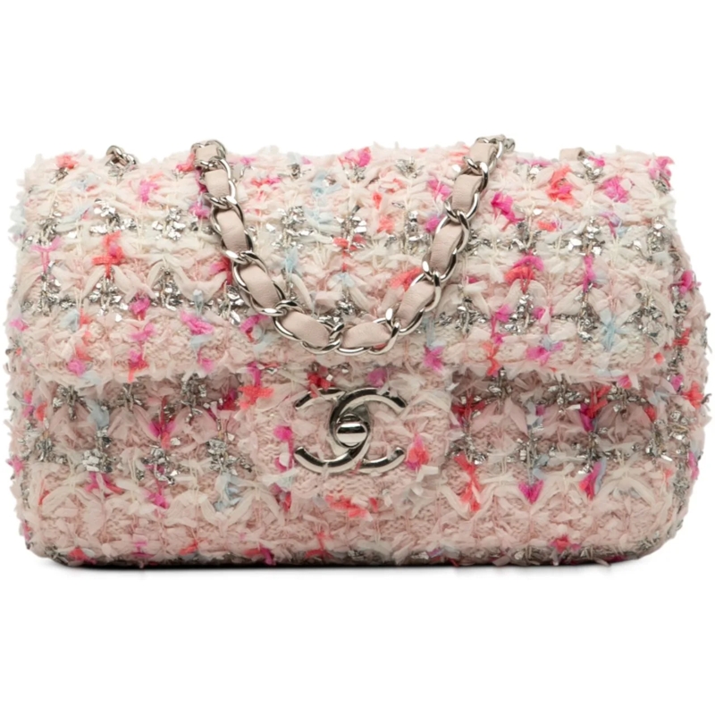 Chanel Sac à bandoulière Mini Rectangular Classic Tweed Single Flap rose