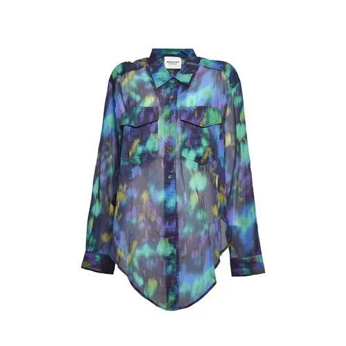 Thumbnail - Etoile Isabel Marant - Nath Shirt In Printed Cotton Blue/Green - Größe 36 - bunt