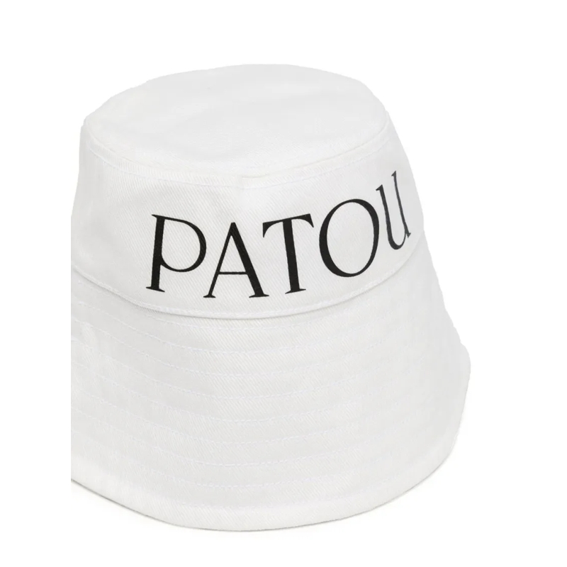 Patou Hut Embroidered Logo Bucket Hat White