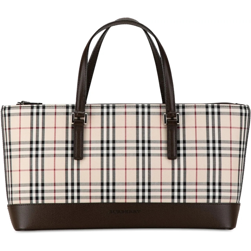 Burberry Tote House Check Canvas Handbag braun
